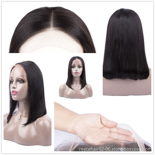 8" 10" 12" 14" 16" Inch Peruvian Cuticle Aligned Human Hair Middle Part HD Lace Front Short Bob Wig For Black Women